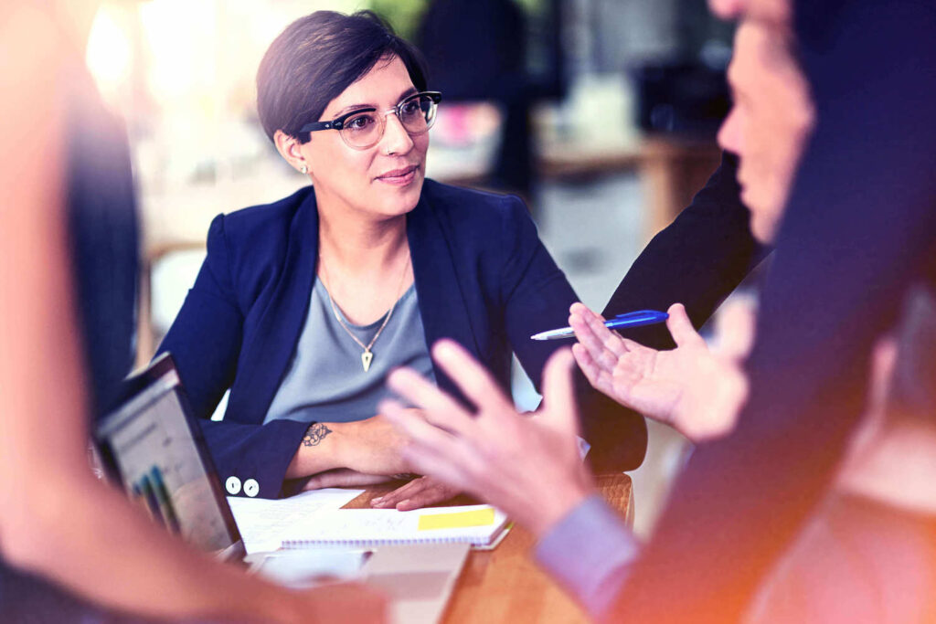 office workers discussing