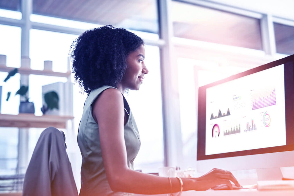 woman at computer office setting